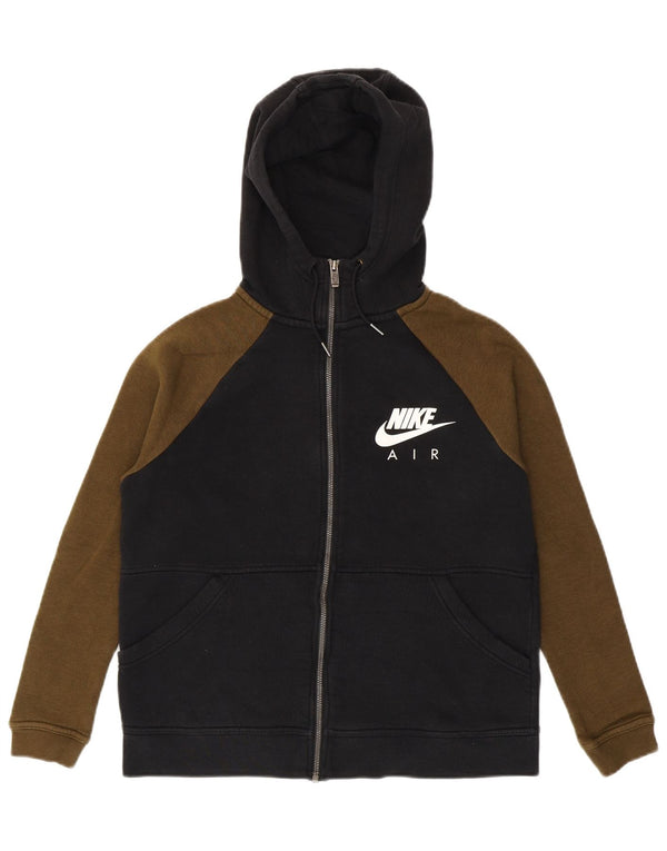 Nike Mens Graphic Zip Hoodie Sweater Small Black Colourblock Cotton