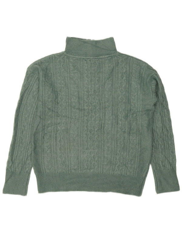 Fat Face Womens Oversized Zip Neck Jumper Sweater UK 12 Medium Green Nylon