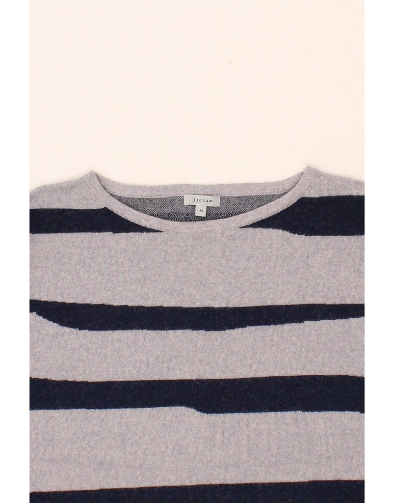 JIGSAW Womens Boat Neck Jumper Sweater UK 14 Medium Blue Colourblock Vintage Jigsaw and Second-Hand Jigsaw from Messina Hembry 