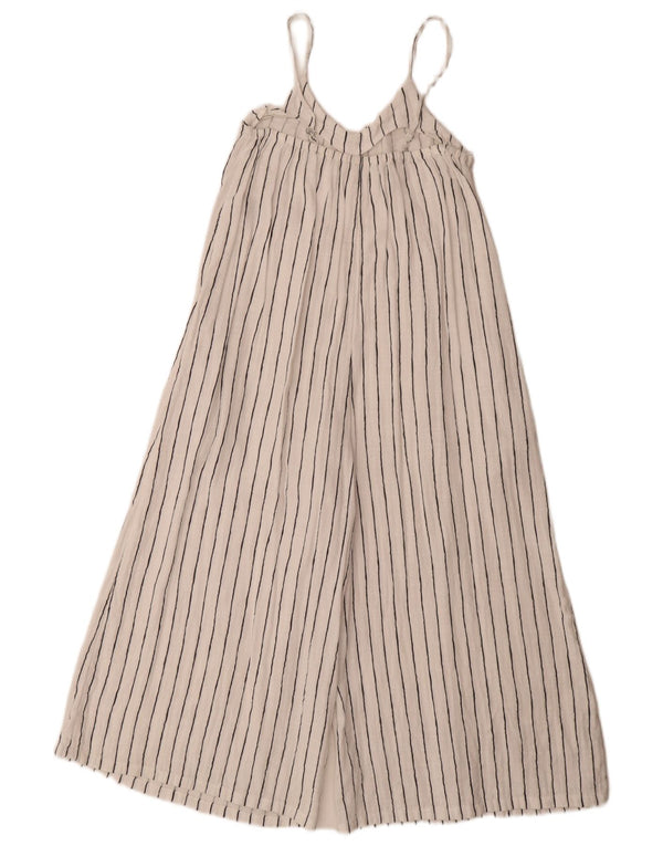 Marks & Spencer Girls Sleeveless Jumpsuit 9-10 Years White Pinstripe Cotton