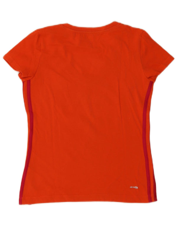 Adidas Womens Climalite T-Shirt Top UK 8/10 Small Orange Cotton