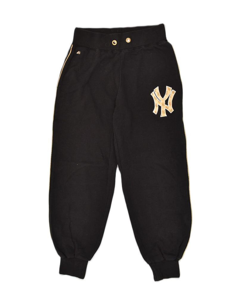 MAJESTIC Mens Cooperstown Graphic Tracksuit Trousers Joggers Small Black | Vintage Majestic | Thrift | Second-Hand Majestic | Used Clothing | Messina Hembry 