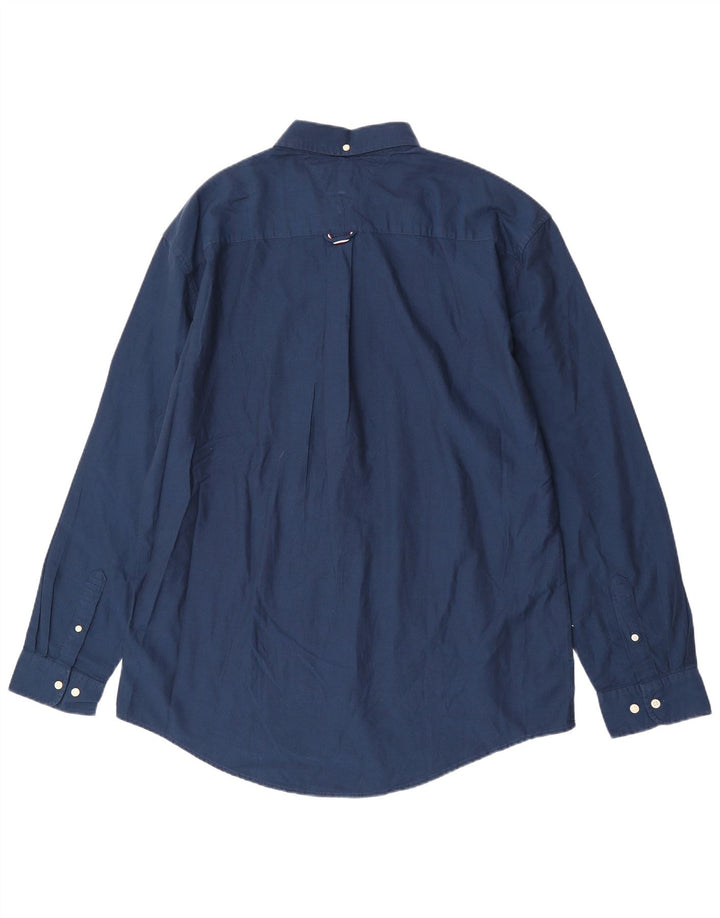 Tommy Hilfiger Mens Custom Fit Shirt 2XL Navy Blue Cotton