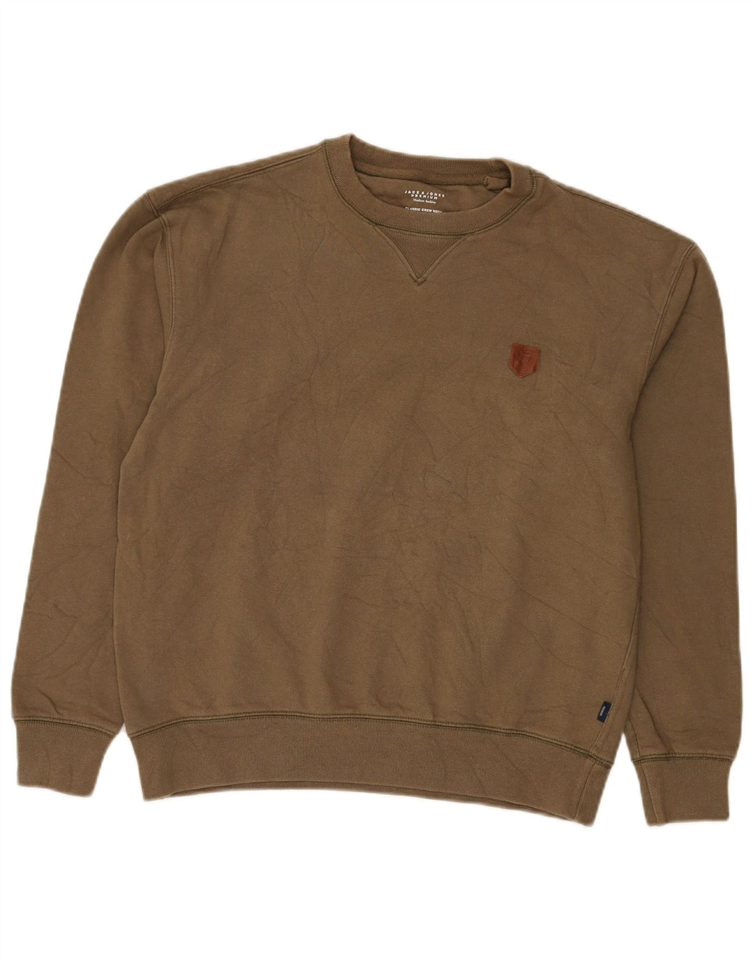 JACK & JONES Mens Sweatshirt Jumper Medium Khaki Cotton