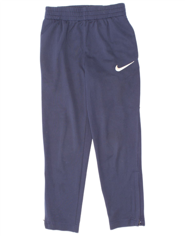 Nike Boys Tracksuit Trousers 6-7 Years Large Navy Blue Colourblock