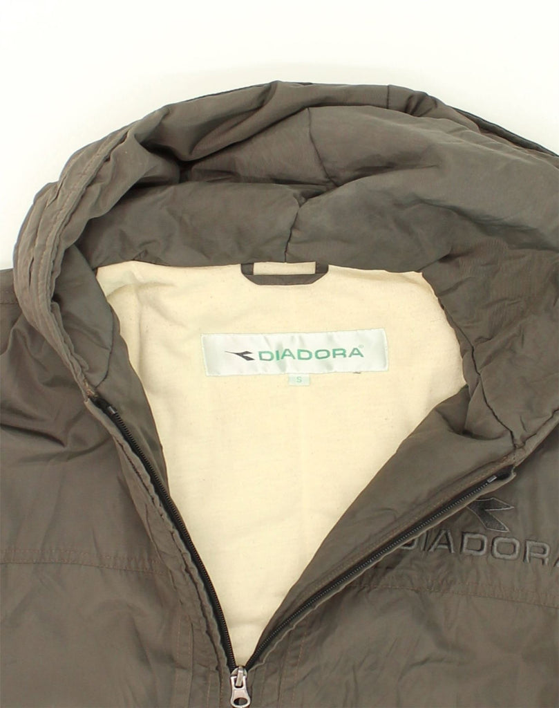 DIADORA Mens Hooded Windbreaker Jacket UK 36 Small Khaki Polyester | Vintage Diadora | Thrift | Second-Hand Diadora | Used Clothing | Messina Hembry 