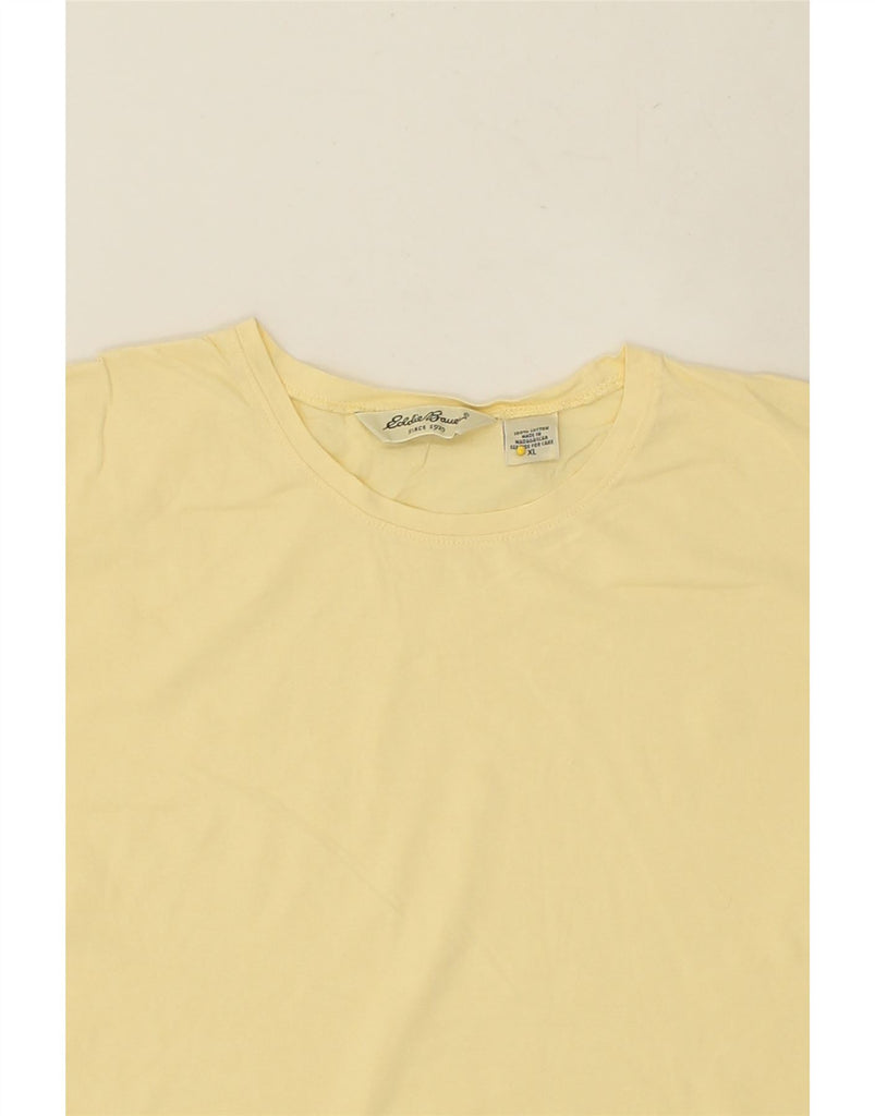 EDDIE BAUER Womens T-Shirt Top UK 18 XL Yellow Cotton | Vintage Eddie Bauer | Thrift | Second-Hand Eddie Bauer | Used Clothing | Messina Hembry 