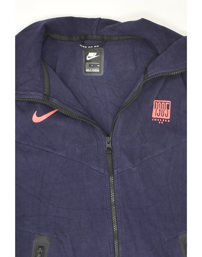 NIKE Womens Zip Hoodie Sweater UK 10  Small Navy Blue Cotton | Vintage Nike | Thrift | Second-Hand Nike | Used Clothing | Messina Hembry 