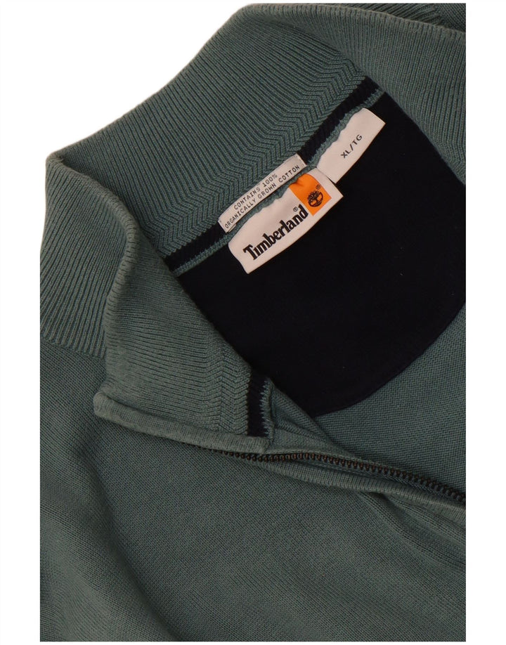 Timberland Mens Cardigan Sweater XL Green Cotton