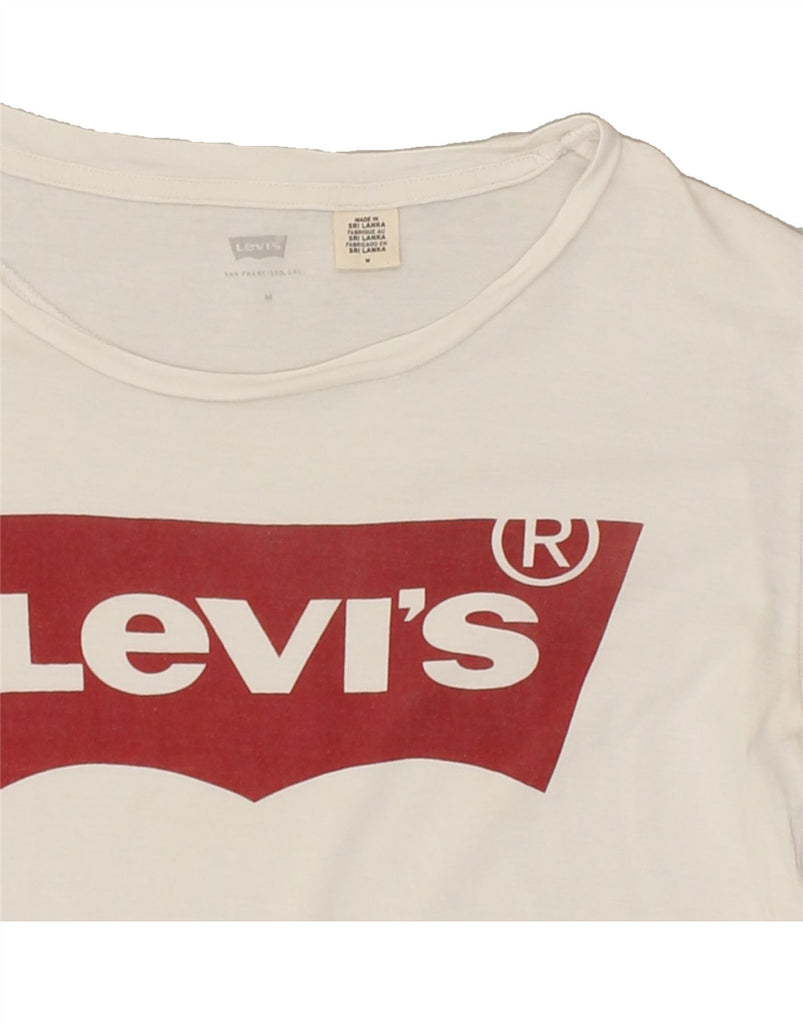 LEVI'S Womens Graphic T-Shirt Top UK 14 Medium White Cotton | Vintage Levi's | Thrift | Second-Hand Levi's | Used Clothing | Messina Hembry 