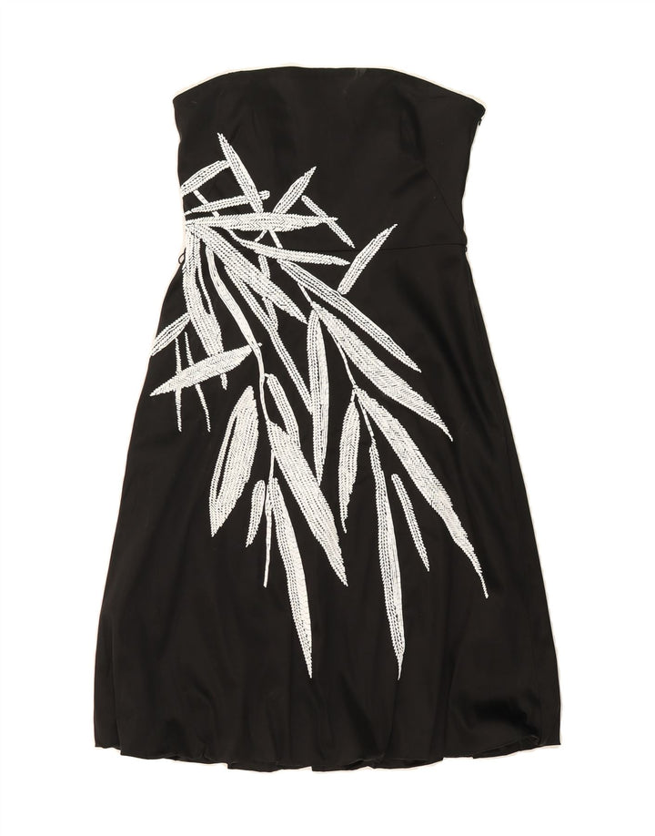COAST Womens Abstract Pattern Strapless Dress UK 10 Small Black Acetate Vintage Coast and Second-Hand Coast from Messina Hembry 