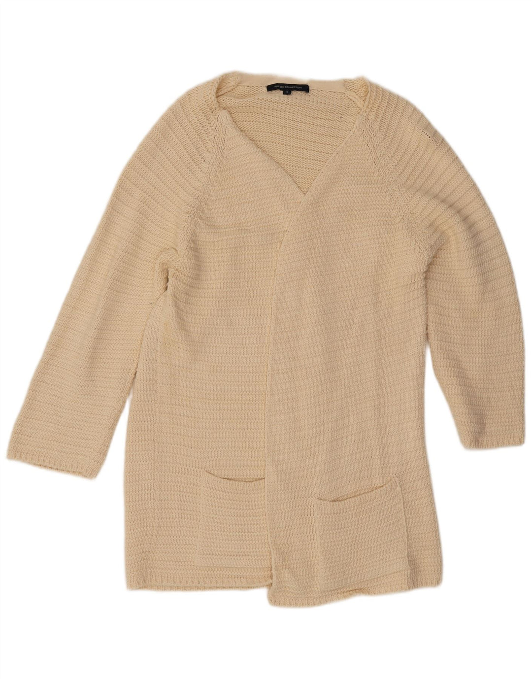 French Connection Womens Longline Cardigan Sweater UK 10 Small Off White