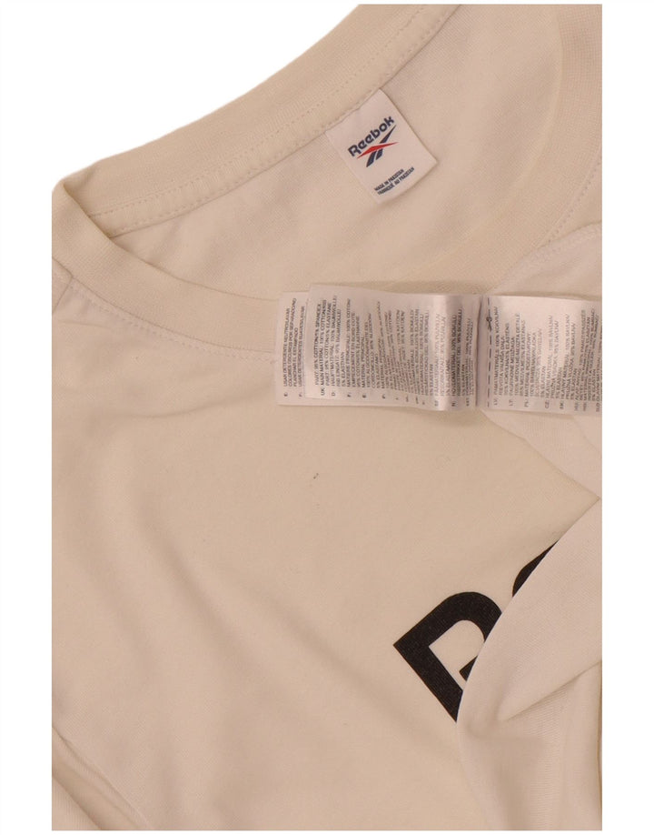 Reebok Mens Graphic T-Shirt Top Medium White Cotton