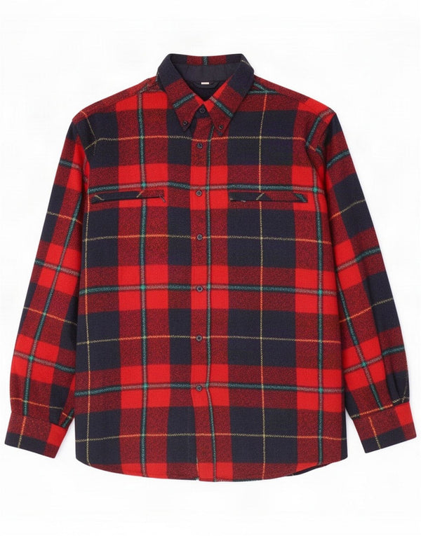 Vintage Mens Flannel Shirt Medium Red Plaid