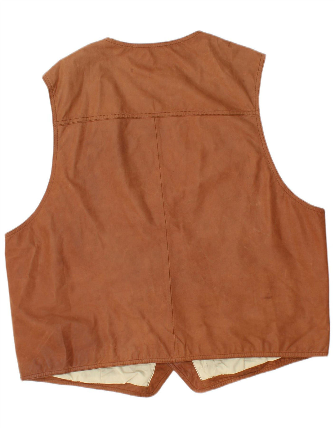 ANGELO LITRICO Mens Leather Waistcoat 2XL Brown Leather