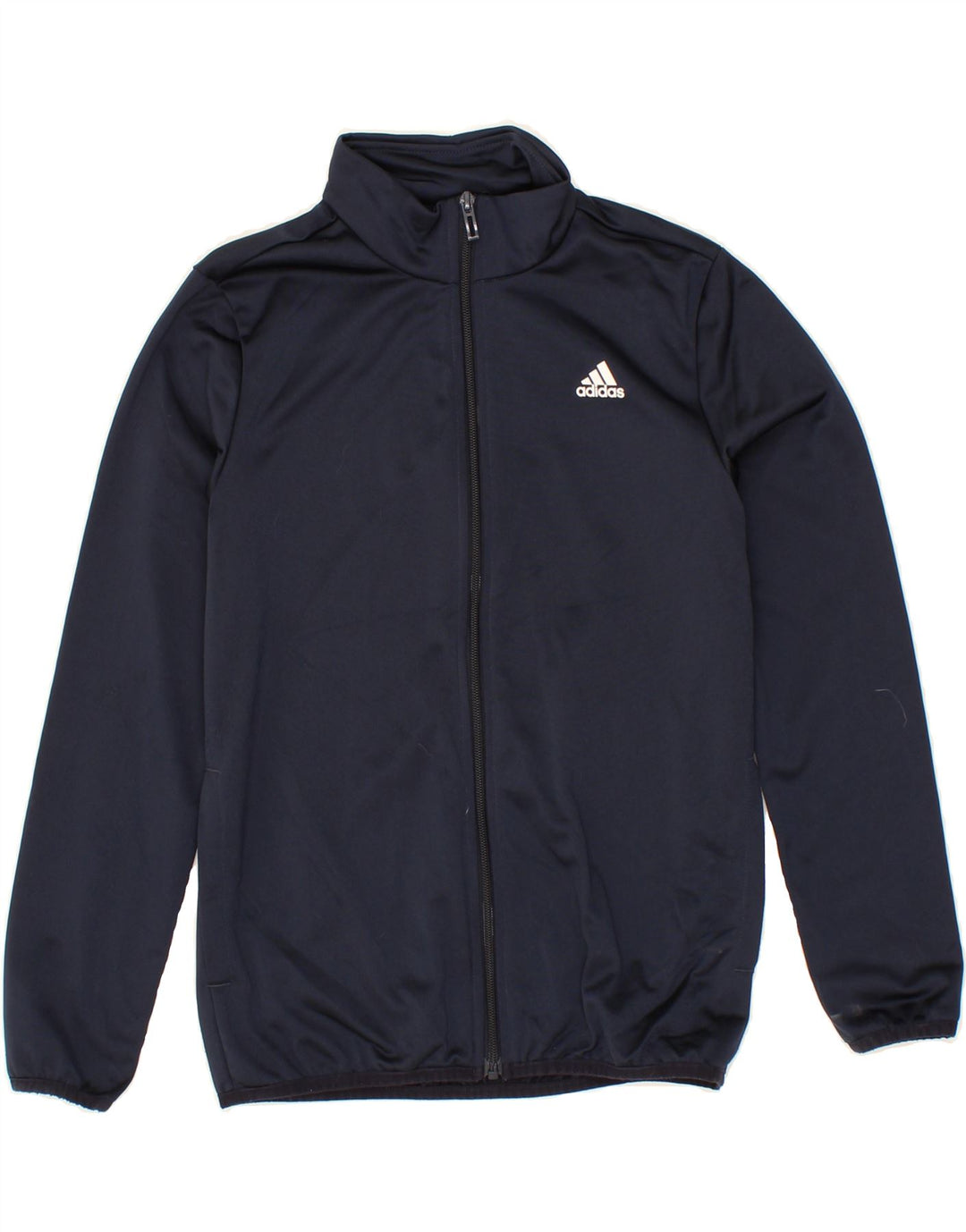 ADIDAS Boys Graphic Tracksuit Top Jacket 11-12 Years Navy Blue Polyester Vintage Adidas and Second-Hand Adidas from Messina Hembry 