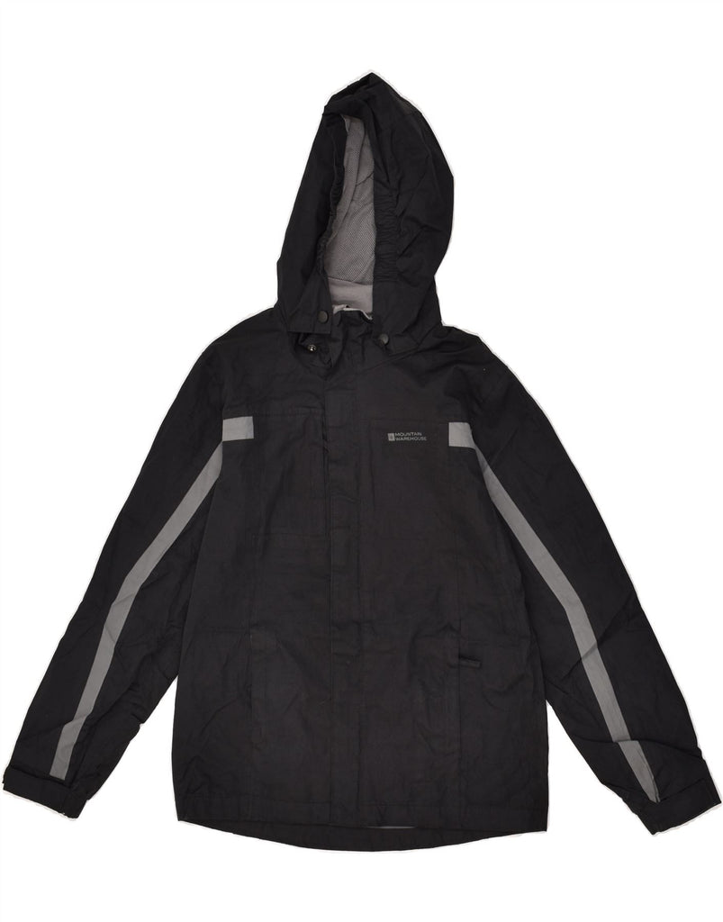 MOUNTAIN WAREHOUSE Boys Hooded Rain Jacket 9-10 Years Black Colourblock | Vintage Mountain Warehouse | Thrift | Second-Hand Mountain Warehouse | Used Clothing | Messina Hembry 