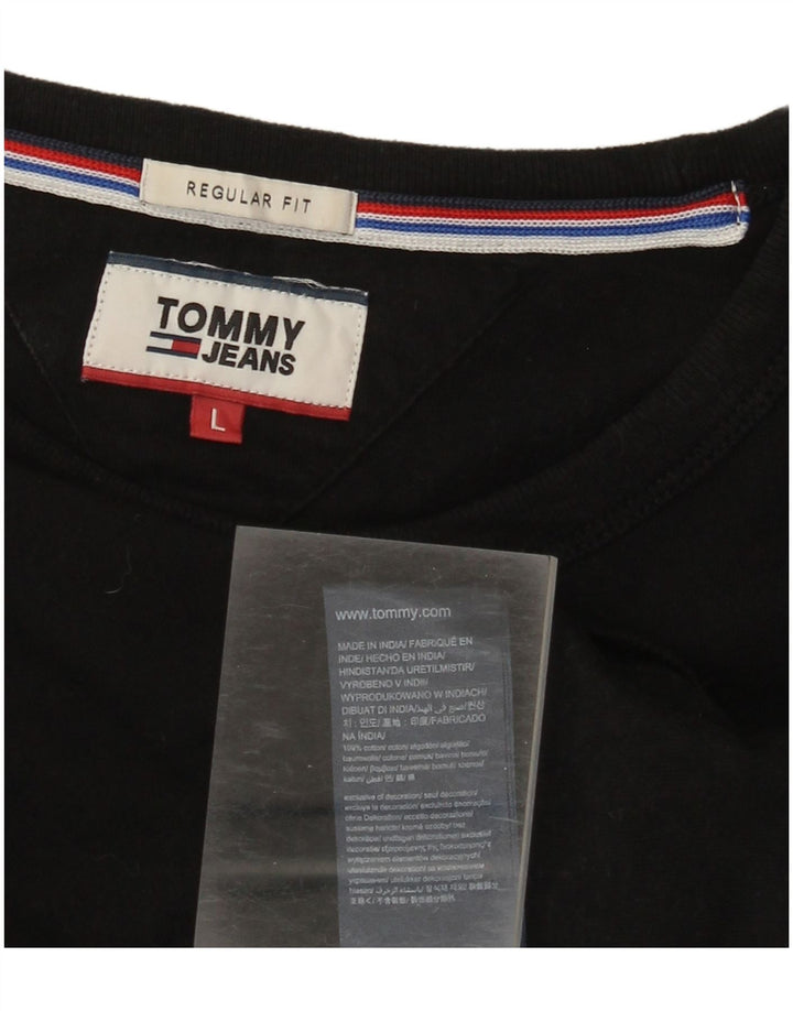 Tommy Hilfiger Mens Graphic Top Long Sleeve Large Black Cotton