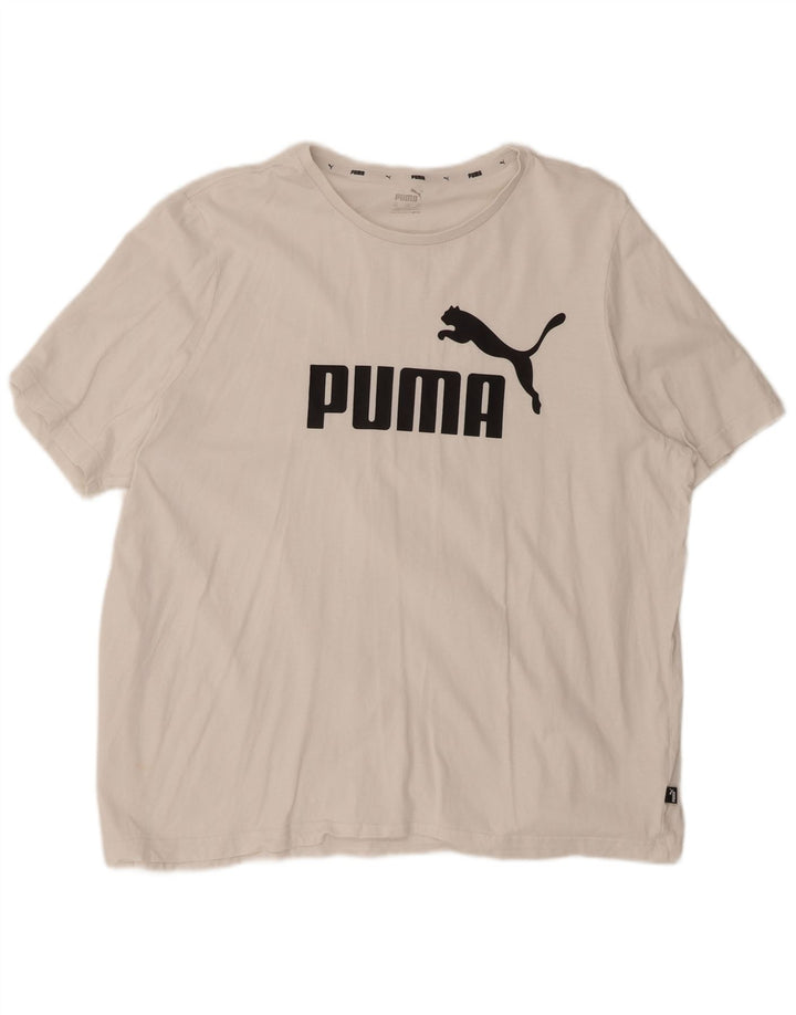 PUMA Mens Graphic T-Shirt Top 2XL White Cotton