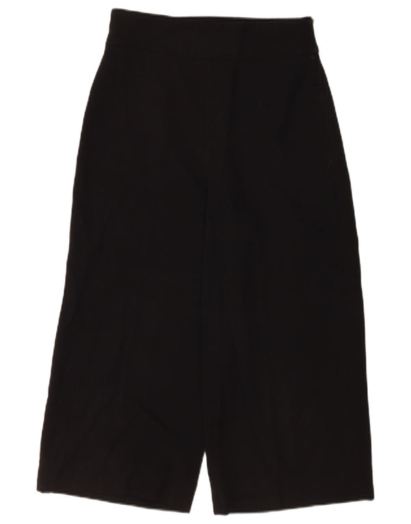 Zara Womens High Waist Wide Leg Capri Trousers Small W26 L20 Black