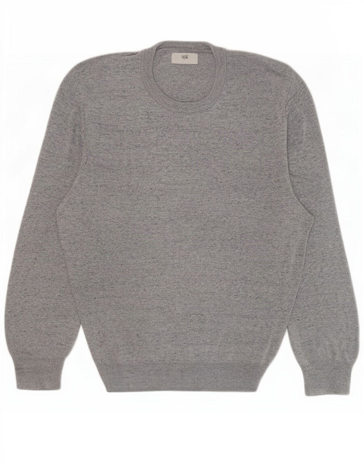 Marks & Spencer Mens Crew Neck Jumper Sweater Large Grey Flecked Cotton
