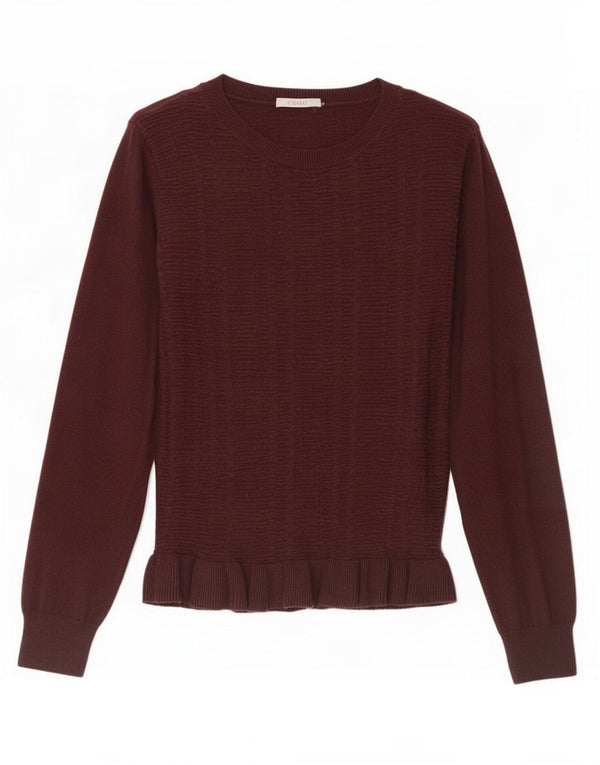 Oasis Womens Boat Neck Jumper Sweater UK 10 Small Burgundy Cotton