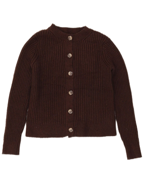 Marks & Spencer Womens Crop Cardigan Sweater UK 10 Small Brown Polyester