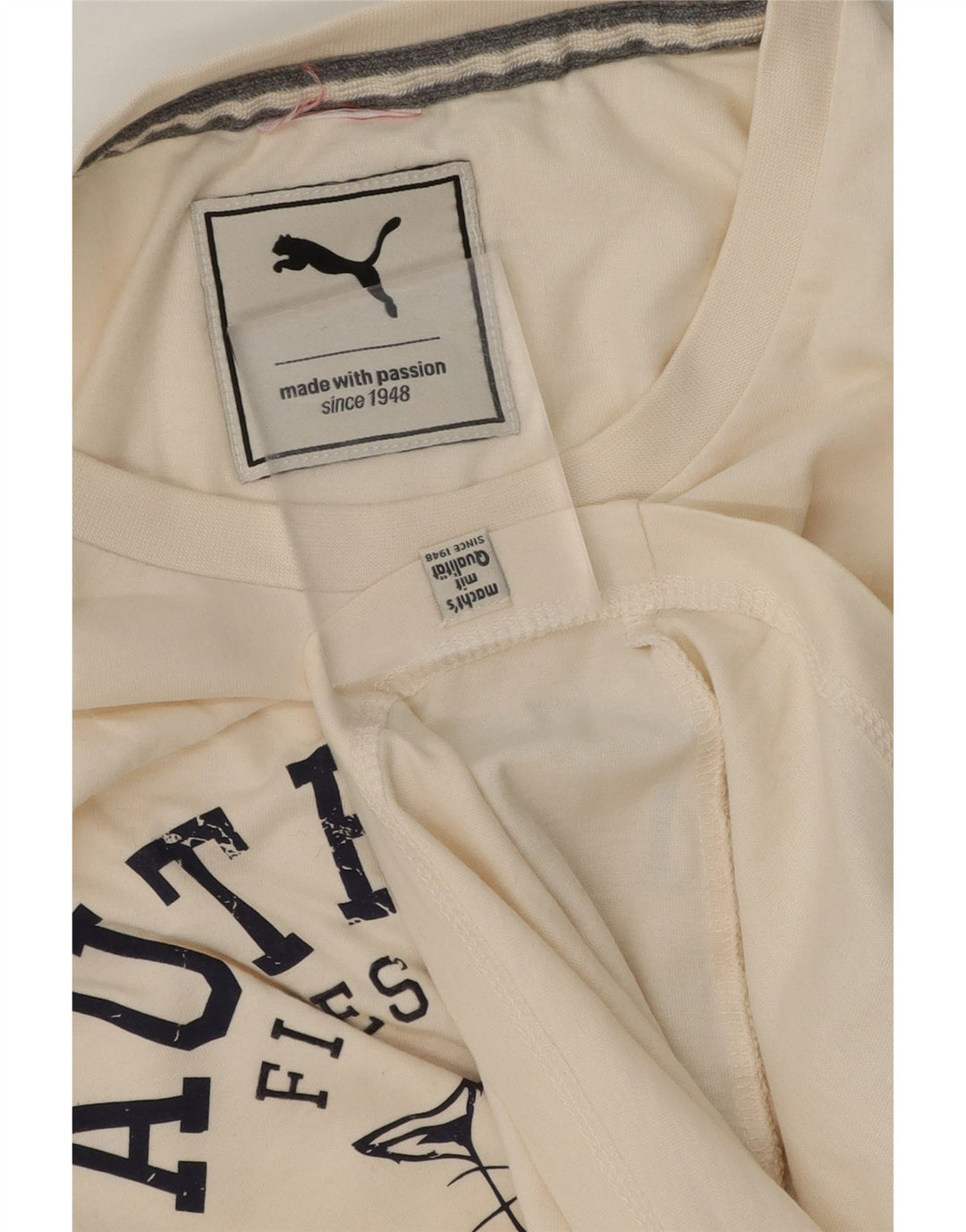 PUMA Mens Graphic T-Shirt Top XL Off White Vintage Puma and Second-Hand Puma from Messina Hembry 