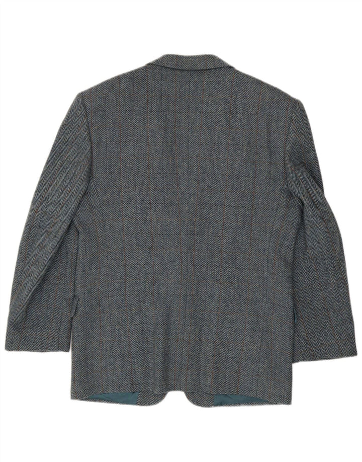 San Remo Mens 2 Button Blazer Jacket IT 50 Large Blue Herringbone