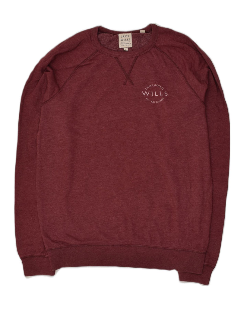 JACK WILLS Mens Sweatshirt Jumper Medium Maroon Cotton | Vintage Jack Wills | Thrift | Second-Hand Jack Wills | Used Clothing | Messina Hembry 