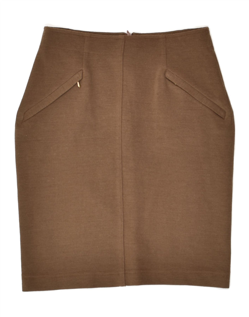 MARELLA Womens High Waist Pencil Skirt UK 8 Small W24 Brown Acrylic | Vintage Marella | Thrift | Second-Hand Marella | Used Clothing | Messina Hembry 