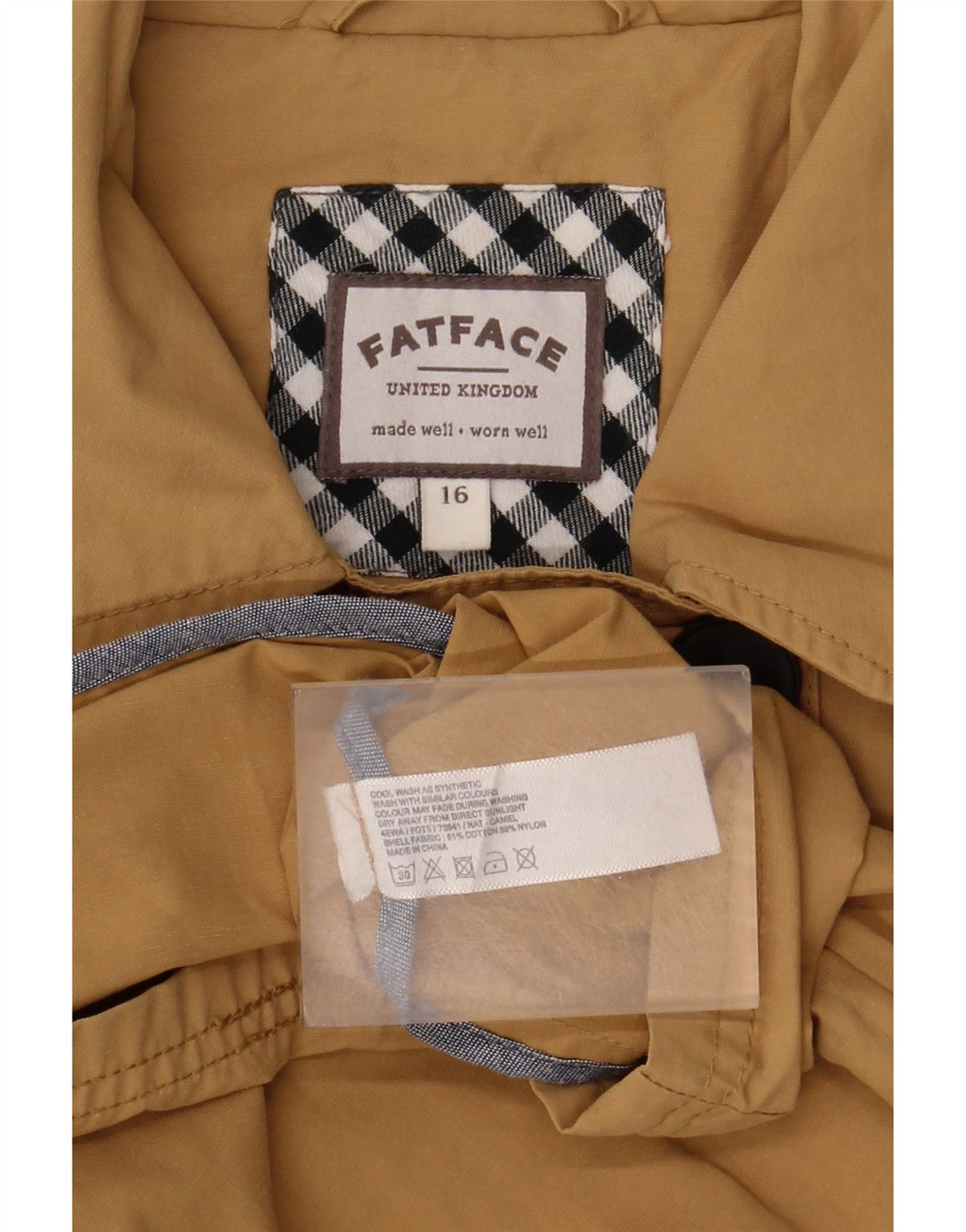 Fat Face Womens Double Breasted Trench Coat UK 16 Large Beige Cotton