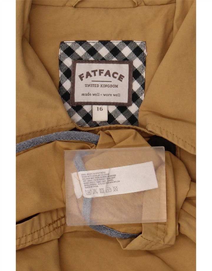 Fat Face Womens Double Breasted Trench Coat UK 16 Large Beige Cotton
