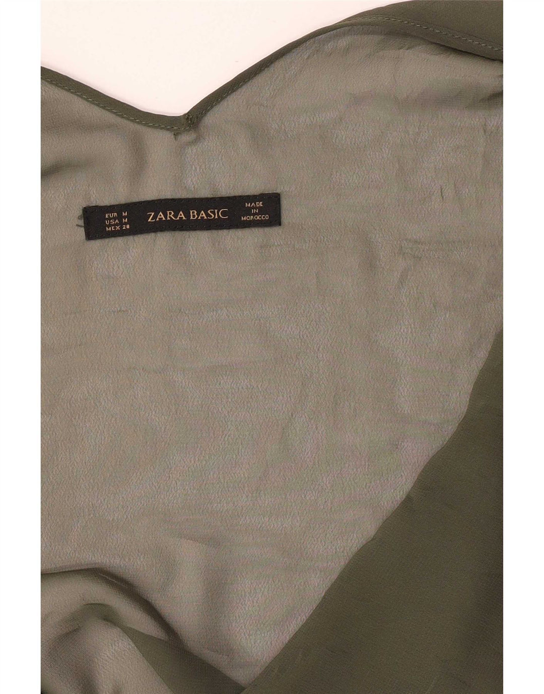 Zara Womens See Through Crop Top UK 12 Medium Khaki