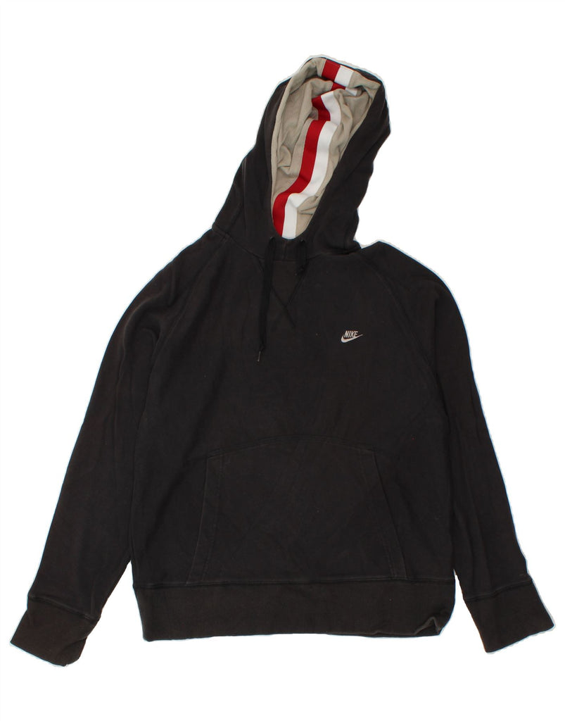 NIKE Mens Graphic Hoodie Jumper UK 36/38 Small Black Cotton Vintage Nike and Second-Hand Nike from Messina Hembry 