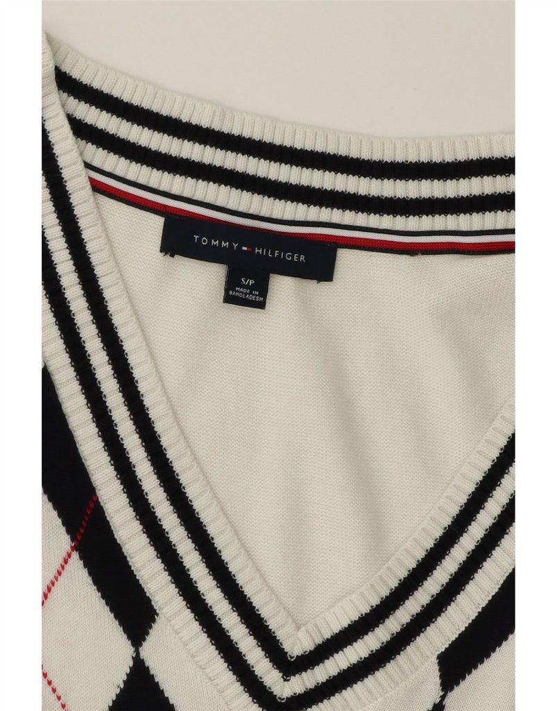 TOMMY HILFIGER Womens Vest Tank Top UK 10 Small White Argyle/Diamond Vintage Tommy Hilfiger and Second-Hand Tommy Hilfiger from Messina Hembry 