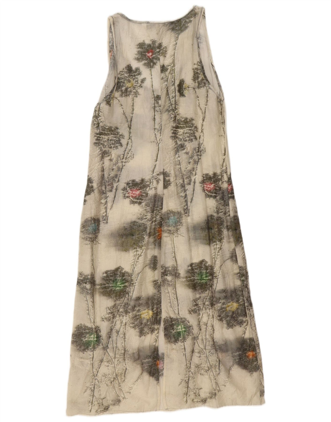 Zara Womens Sleeveless Basic Dress UK 12 Medium Off White Floral Cotton