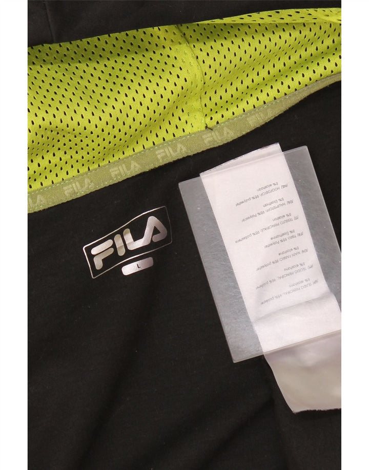 Fila Mens Zip Hoodie Sweater Large Black Polyester