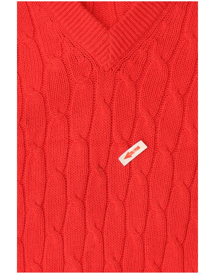 White Sails Mens V-Neck Jumper Sweater Large Orange