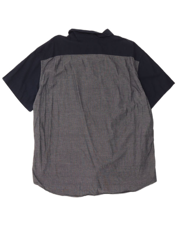 Eddie Bauer Mens Short Sleeve Classic Fit Shirt XL Grey Colourblock Cotton