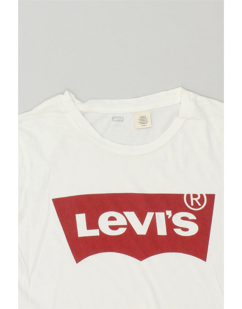 LEVI'S Womens Graphic T-Shirt Top UK 10 Small White | Vintage Levi's | Thrift | Second-Hand Levi's | Used Clothing | Messina Hembry 