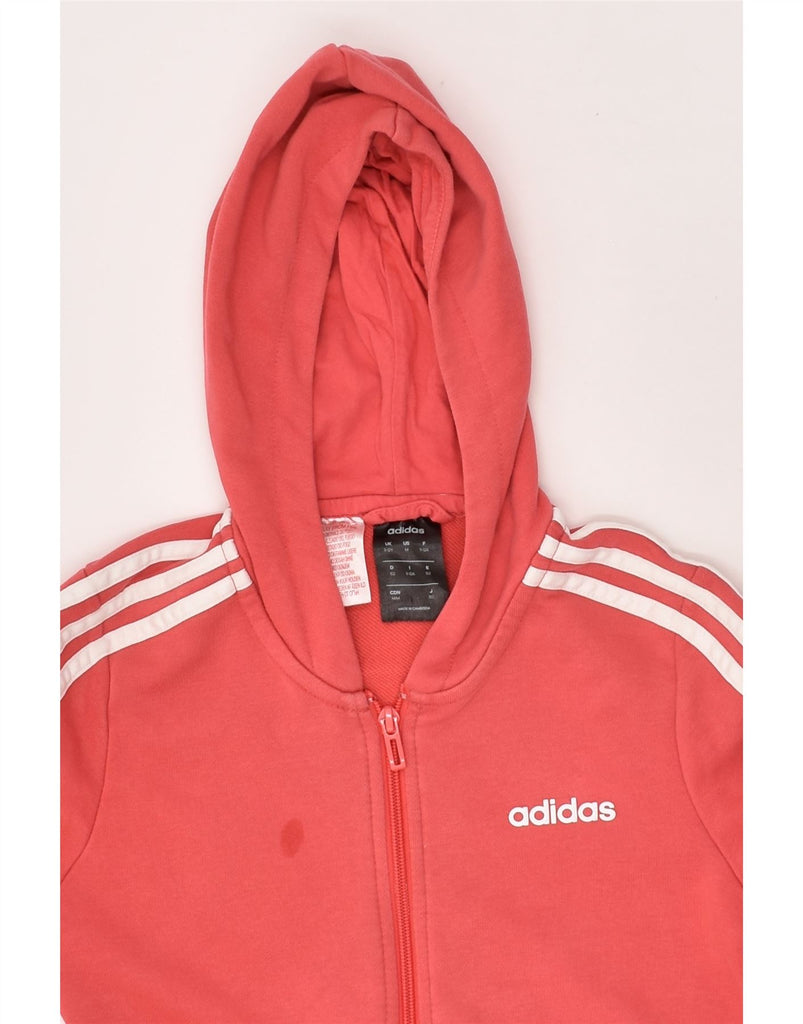 ADIDAS Girls Zip Hoodie Sweater 11-12 Years Red Cotton | Vintage Adidas | Thrift | Second-Hand Adidas | Used Clothing | Messina Hembry 