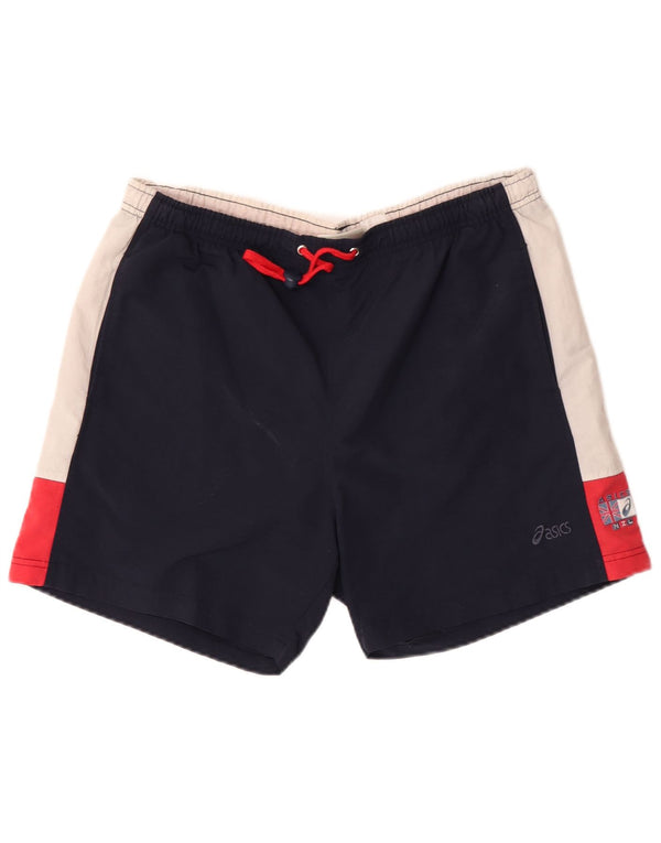 Asics Mens Graphic Swimming Shorts Large  Navy Blue Colourblock Polyamide