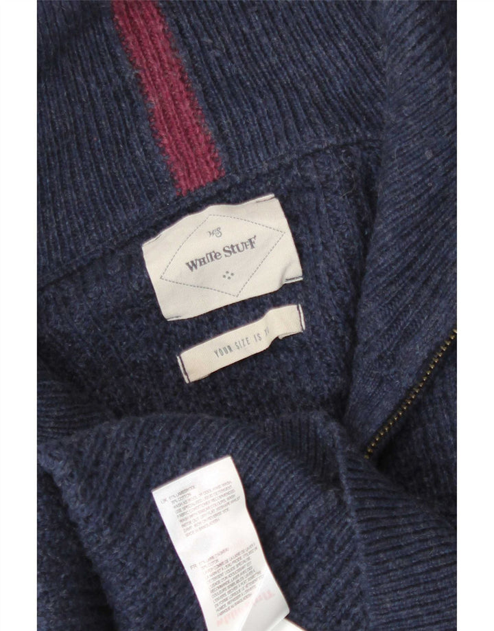 White Stuff Mens Zip Neck Jumper Sweater XL Navy Blue Lambswool