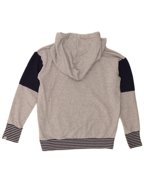 Puma Womens Graphic Hoodie Jumper UK 12 Medium  Grey Colourblock Cotton
