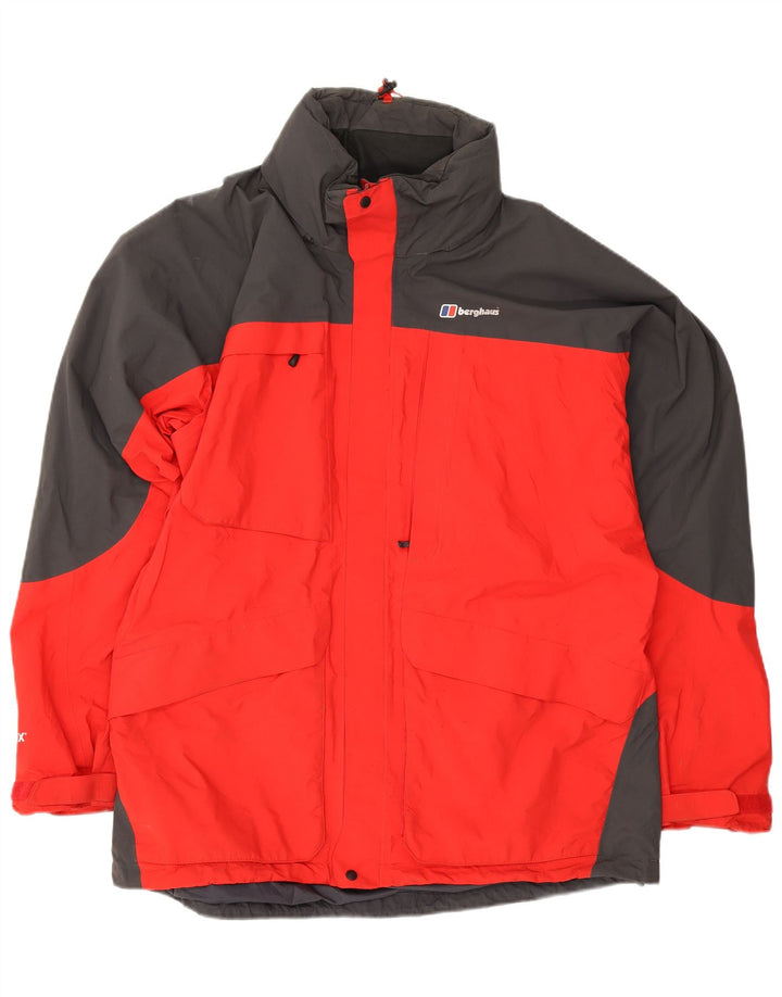 Berghaus Mens Hooded Rain Jacket UK 44 2XL Red Colourblock Polyamide