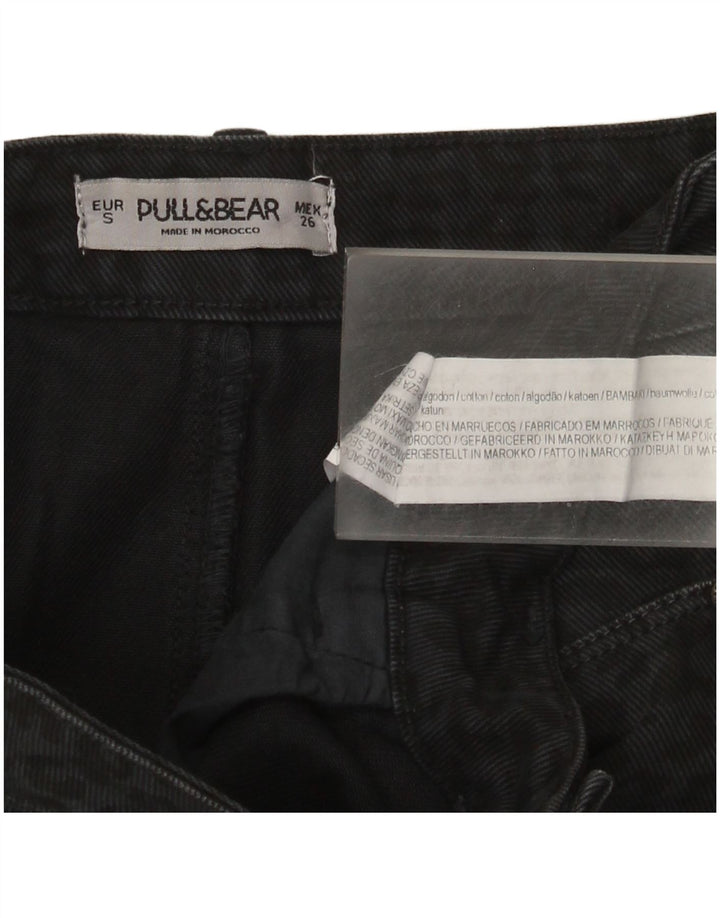 Pull & Bear Womens Denim Skirt Small W26 Black Animal Print Cotton