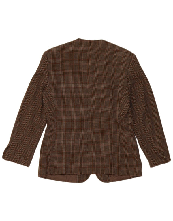 Filippo Alpi Womens 4 Button Blazer Jacket IT 46 Large Brown Check Wool