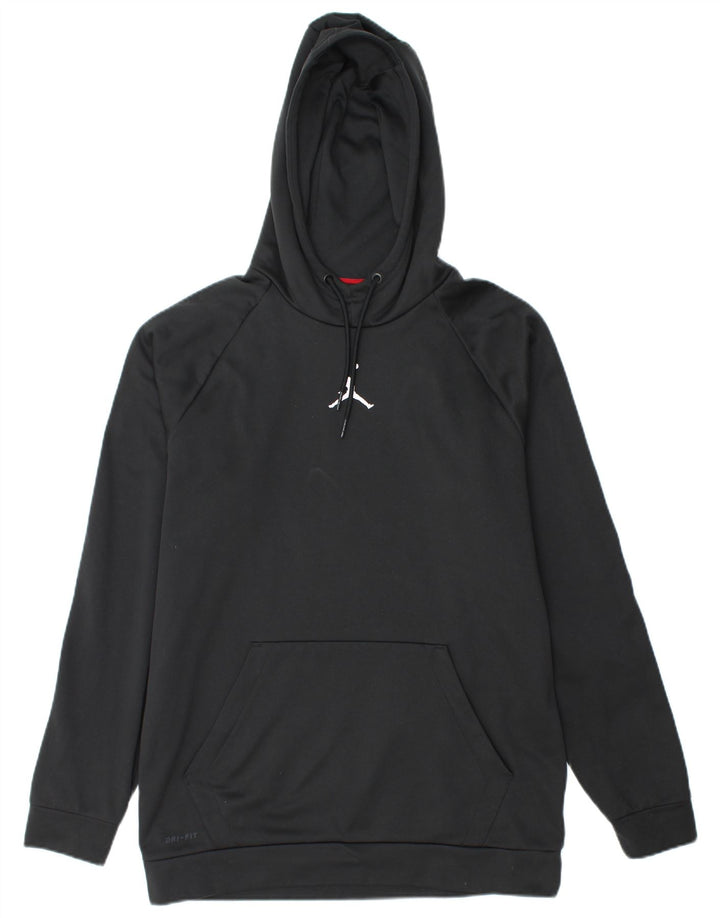 JORDAN Mens Dri Fit Hoodie Jumper Large Black Polyester