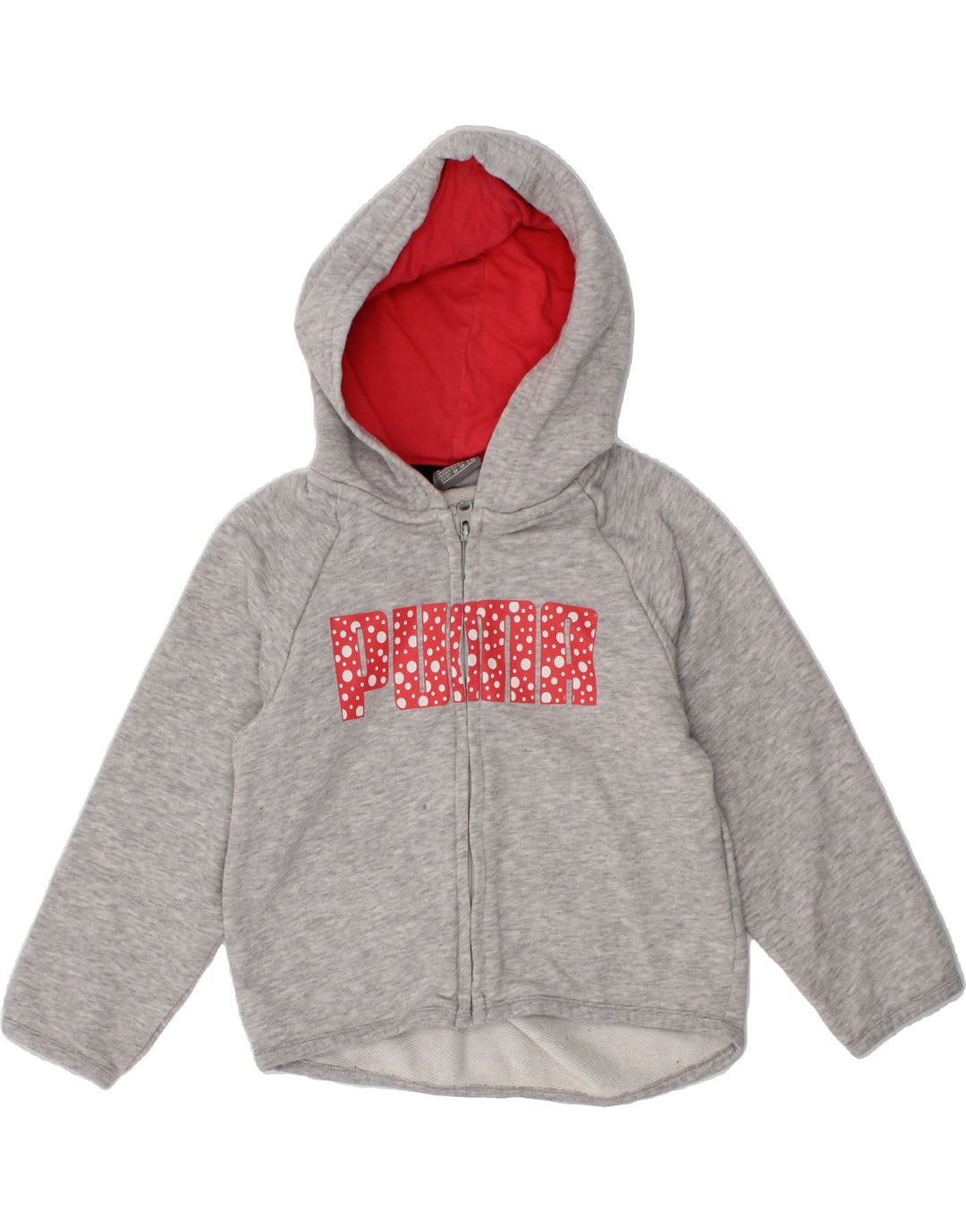 PUMA Girls Graphic Zip Hoodie Sweater 2-3 Years Grey Cotton Vintage Puma and Second-Hand Puma from Messina Hembry 